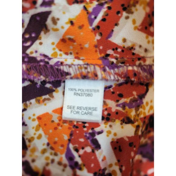 Vtg Cato Orange Purple Geometric V-Neck Long Tail Hilo Top Womens Plus Sz 18/20W - Picture 10 of 11